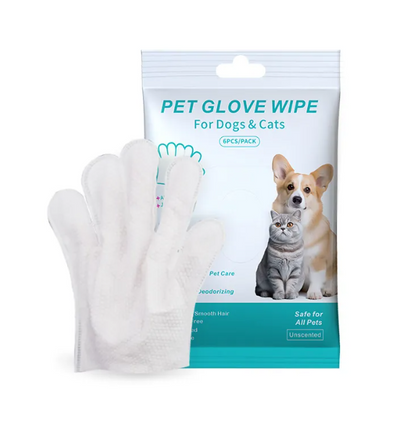Dog Cleaning Gloves & Wipes Set