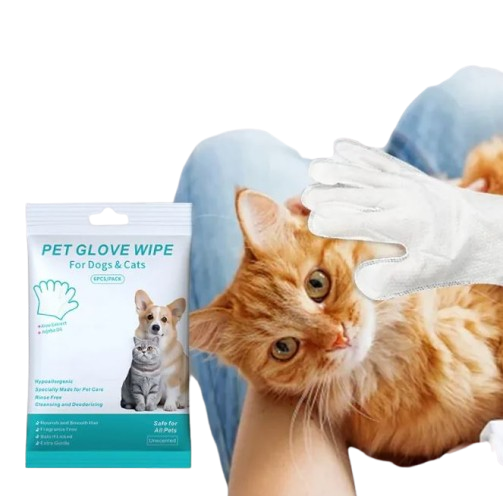 Dog Cleaning Gloves & Wipes Set