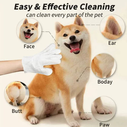 Dog Cleaning Gloves & Wipes Set