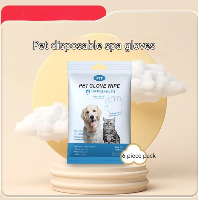 Dog Cleaning Gloves & Wipes Set