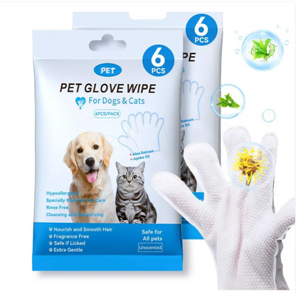 Dog Cleaning Gloves & Wipes Set