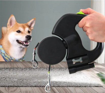 Retractable Double Dog Leash — Walk 2 Dogs Hands-Free